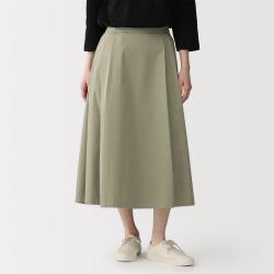 無印良品 MUJI 无印良品 女式 高密度 斜纹 抽褶宽摆裙半身裙子女装女款春夏