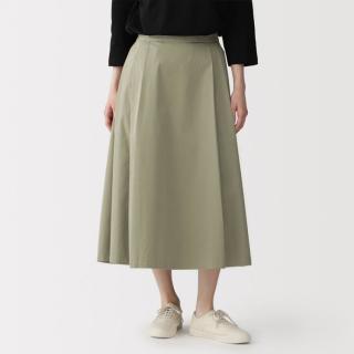 無印良品 MUJI 无印良品 女式 高密度 斜纹 抽褶宽摆裙半身裙子女装女款春夏