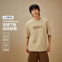 斯凯奇 26年夏季短袖衫男落肩户外休闲宽松简约运动T恤男