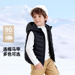 雪中飞 儿童短款连帽羽绒服男女背心羽绒马甲无袖外穿内搭