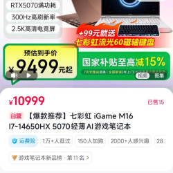 七彩虹igame-m16-5070-i7+1T-300Hz