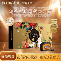 美心 Meixin）流心黑松露奶黄月饼礼盒360g 中国香港进口中秋礼品
