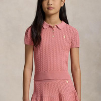 RALPH LAUREN Girls 7-16 Mini-Cable Cotton Polo Sweater