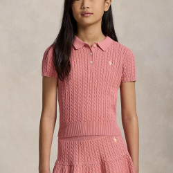 RALPH LAUREN Girls 7-16 Mini-Cable Cotton Polo Sweater