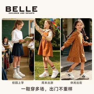 88VIP：百丽 童鞋儿童小白鞋2026秋季新款男童板鞋女童休闲运动鞋子贝壳鞋
