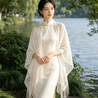 533 新中式气质披肩开衫蕾丝长款开衫古风配旗袍披风外搭高级感优雅女