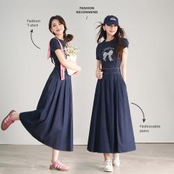 白鹿语 春夏款时尚复古A字裙子长款女裙子吊带裙