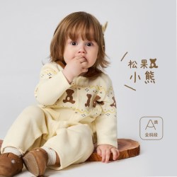 迷你巴拉 今日好价：迷你巴拉巴拉宝宝连体衣棉软可爱小熊翻领爬服婴儿衣服2026秋新品
