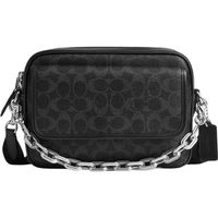 COACH 蔻驰 CHARTER 24号翻盖斜挎包 黑色 Signature