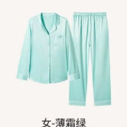 都市丽人 睡衣套装仿真丝长袖舒适家居服
