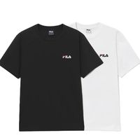 百亿补贴：FILA SS26小LOGO圆领刺绣LOGO短袖T恤黑白 FS262RS01X045/42