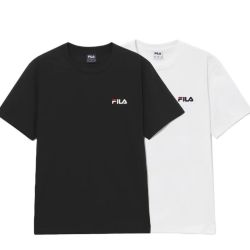 FILA SS26小LOGO圆领刺绣LOGO短袖T恤黑白 FS262RS01X045/42