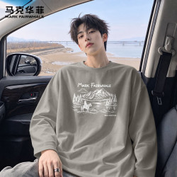 马克华菲 男士100%纯棉长袖T恤衫