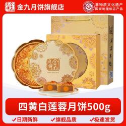 金九月饼 蛋黄月饼 四黄白莲蓉大饼1斤礼盒装 广式吴川中秋月饼500g