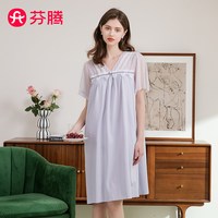芬腾 宫廷风V领蕾丝短袖睡裙
