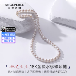 Larmes d'Anges 18K金磁吸扣淡水珍珠全珠项链生日七夕情人节礼物送女友老婆 6.3-7.3mm