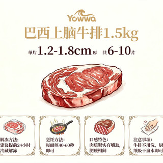 YOWWA 巴西原切上脑牛排 1.5kg