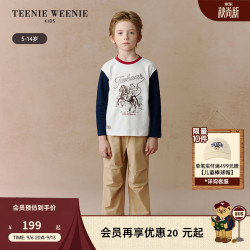 TEENIE WEENIE 撞色袖印花圆领T恤 米白色 130cm