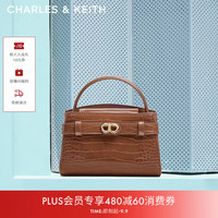 CHARLES & KEITH CHARLES&KEITH鳄鱼纹凯莉包手提斜挎婚包包女包CK2-50270880-1 Chocolate Croco巧克力鳄鱼纹色 S 小包
