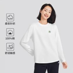 斯凯奇 秋亲肤纯棉长袖t恤女打底衫圆领运动t恤女式t