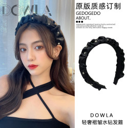 轻奢时尚甜美发箍高级感带钻头箍褶皱高颅顶大肠发卡优雅气质