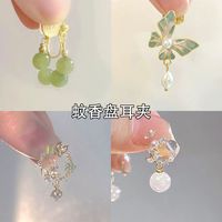 合金亚克力耳饰 气质耳夹无耳洞女小众设计古风百搭耳饰复古国风
