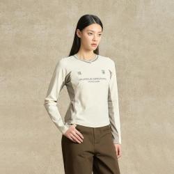 BONELESS 结构分割长袖T恤美式潮牌圆领运动撞色拼接上衣春秋百搭打底衫女