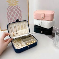 大容量首饰收纳盒女便携简约精致饰品盒双层项链戒指首饰盒展示架