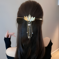 超仙翅膀流苏发簪高级感簪子新中式古风旗袍发钗后脑勺盘发女精致