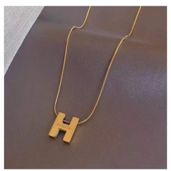 钛钢项链 镜面H 透明礼盒装个性冷淡风