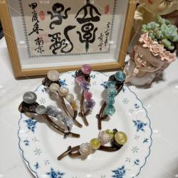 诗泊雅 简约优雅气质盘发夹子渐变珠珠后脑勺扭扭夹发饰