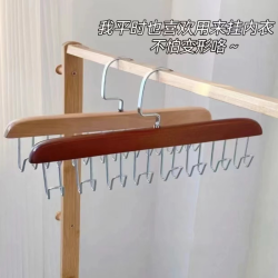 家用实木多功能衣架无痕木质防坠落橱柜内衣晾晒架无痕晾衣架