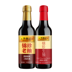 李锦记 锦珍生抽老抽500ml/家用装炒菜炒饭红烧红亮上色凉拌调味料