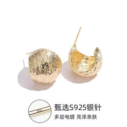 铜合金耳饰 法式耳饰轻奢金色耳环简约百搭高级耳钉气质小众复古