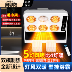 挂墙浴霸灯泡取暖器卫生间风暖浴霸壁挂式浴室暖灯一体免打孔