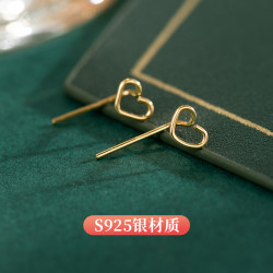 金美澳 925银耳饰 （爱心耳钩耳钉）简约时尚饰品2026年火爆款百搭小众耳饰