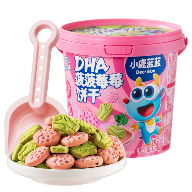 小鹿蓝蓝 菠菠莓莓饼干 草莓菠菜味 108g