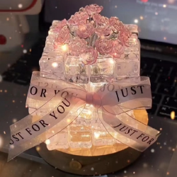 情人节浪漫玫瑰花冰块小夜灯高颜值氛围感送礼创意DIY水晶材料包