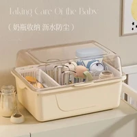 宝宝奶瓶收纳箱带盖防尘沥水架新生儿用品婴儿辅食餐具玩具收纳盒