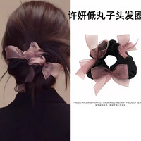 韩版新款甜美欧根纱手工编织蝴蝶结大肠发圈气质扎马尾高弹力发圈