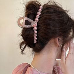 小众亚克力串珠发夹女高级感鲨鱼夹后脑勺大号发抓夹简约气质头饰