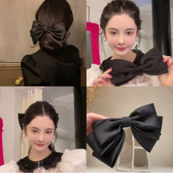 YIYII STUDIO气质大号黑色蝴蝶结复古温柔法式少女百搭发夹顶夹气