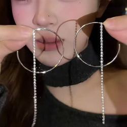 韩系简约C形链条流苏耳环女气质个性独特耳钉高级感气质显瘦耳饰