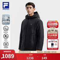 FILA 轻便棉服丨FILA轻户外防泼水短款棉服26冬季新款男保暖外套 正黑色-BK XL 180/100A/XL