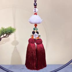 [汽车挂件]双流苏白莲花汽车挂件挂饰车载好物汽车装饰用品