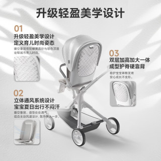 虎贝尔 遛娃神器PRO智能通风双向高景观可坐可躺轻便折叠避震好婴儿推车 城市漫步车PRO-