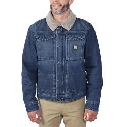 Carhartt 男式宽松款牛仔羊羔绒衬里过渡夹克,颜色:山毛榉色,尺码:M 码,山毛榉色,M 码, 山毛榉