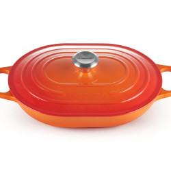 Le Creuset 搪瓷铸铁椭圆形砂锅 3.5L容量 燃气灶兼容 洗碗机安全 火焰色