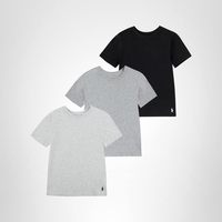 POLO RALPH LAUREN 男童短袖汗衫 透气弹性棉质 3件装多色组合 黑色灰色 3 件装 Large
