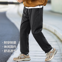 布衣传说 松紧腰抽绳拼接工装九分休闲裤 黑色 29